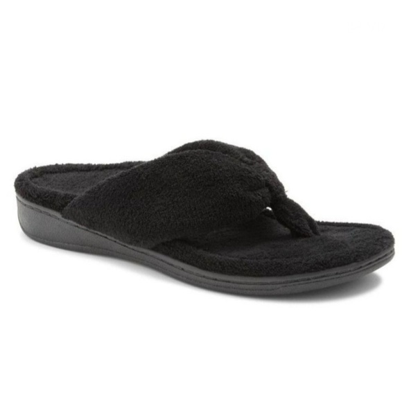 Vionic Indulge Gracie Black Women's Slippers Size 10 Comfy Fuzzy Lougewear - Picture 1 of 6